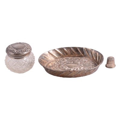 Lot 294 - Oval silver pin dish and other silverwares.