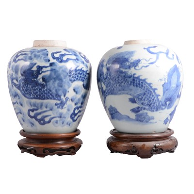 Lot 49 - Near pair of Chinese blue and white ginger jars