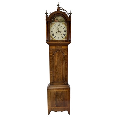 Lot 414 - William IV mahogany and marquetry longcase clock
