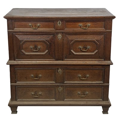 Lot 458 - Joined oak chest of drawers, in two parts