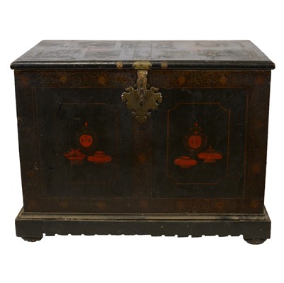 Lot 431 - Chinese painted wooden coffer