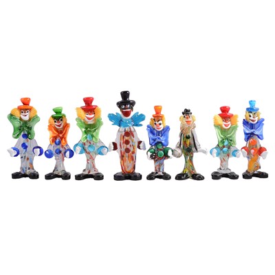 Lot 22 - Eight Murano glass clown models