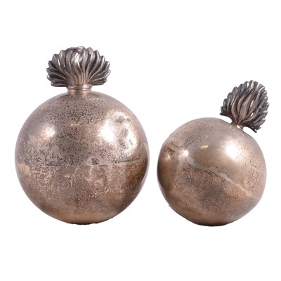 Lot 321 - Two silver table lighters, grenade form