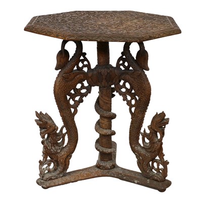 Lot 493 - Burmese carved teakwood centre table