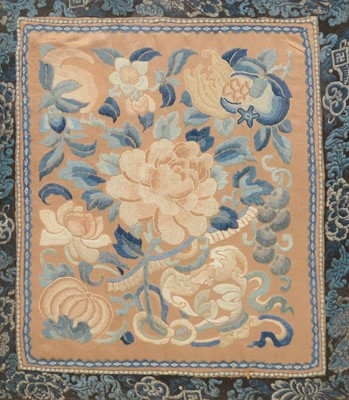 Lot 341 - Pair of Chinese embroidered silk panels
