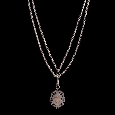 Lot 276 - White metal watch chain, and a silver fob