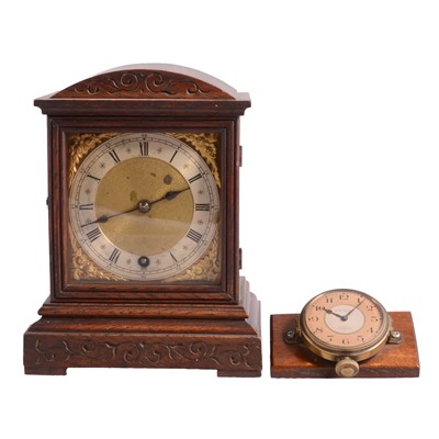 Lot 137 - Waltham car clock and an oak mantel clock