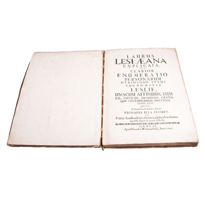 Lot 170 - Laurus Leslaeana Explicata, being a genealogy of the Leslie family