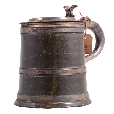 Lot 290 - Continental hardstone and white metal tankard