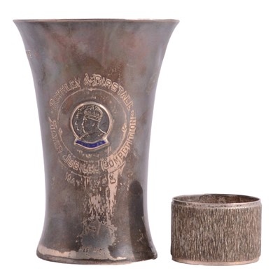Lot 277 - Silver cup and a silver napkin ring