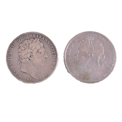 Lot 231 - George III crown, and George IV crown.