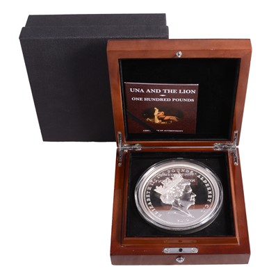 Lot 251A - Commonwealth Mint - Una and the Lion £100 Silver Coin.