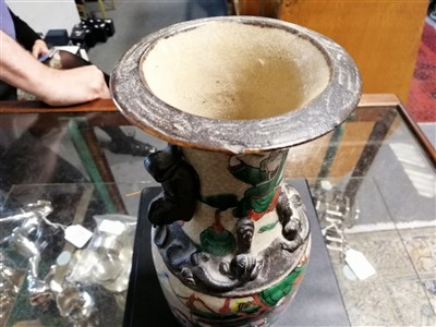 Lot 29 - Chinese polychrome baluster-shape covered vase, ...
