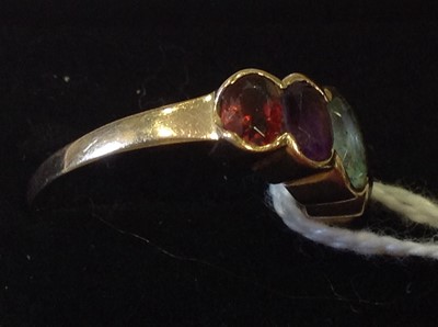 Lot 46 - Three vintage amethyst dress rings.