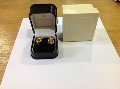 Lot 57 - A pair of 18 carat yellow and white gold earrings.