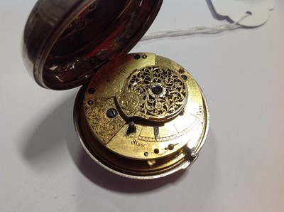Lot 404 - A silver pair cased pocket watch by Wm. Hardeman Bridge.