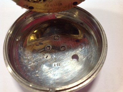 Lot 404 - A silver pair cased pocket watch by Wm. Hardeman Bridge.