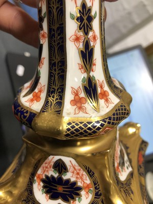 Lot 26 - Pair of Royal Crown Derby candlesticks
