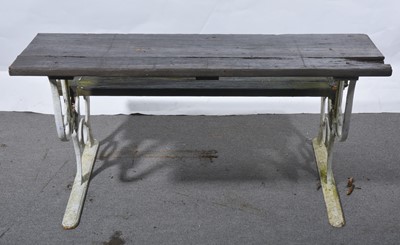 Lot 489 - Pair of cast iron folding benches