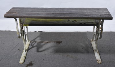 Lot 489 - Pair of cast iron folding benches