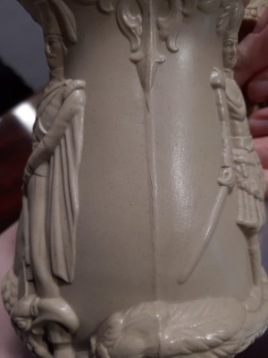 Lot 41 - Stoneware Three Soldiers jug and a Loyal Volunteers jug