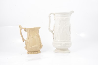 Lot 41 - Stoneware Three Soldiers jug and a Loyal Volunteers jug