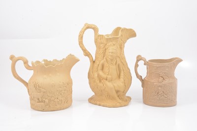 Lot 57 - Stoneware Toby Filpott & Johnnie Souter jug, Falstaff jug and a Stag Hunt jug