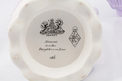 Lot 58 - Parian Naomi jug, Rebecca at the well jug, Gypsy jug and Babes in the Wood jug