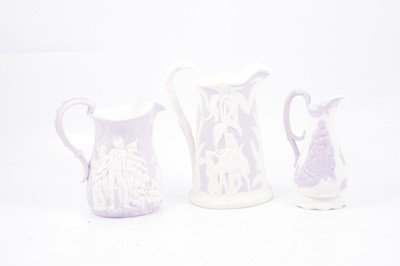 Lot 67 - Parian Camel jug, Naomi jug and Battle of Acra jug
