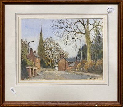 Lot 328 - Lawrence 'Lol' Spence - Stoughton, a similar scene, and another village landscape.