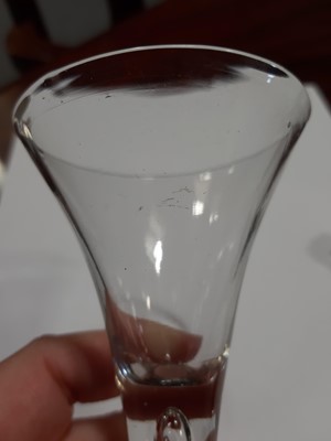Lot 9 - 18th Century wine glass and a trumpet shaped wine glass
