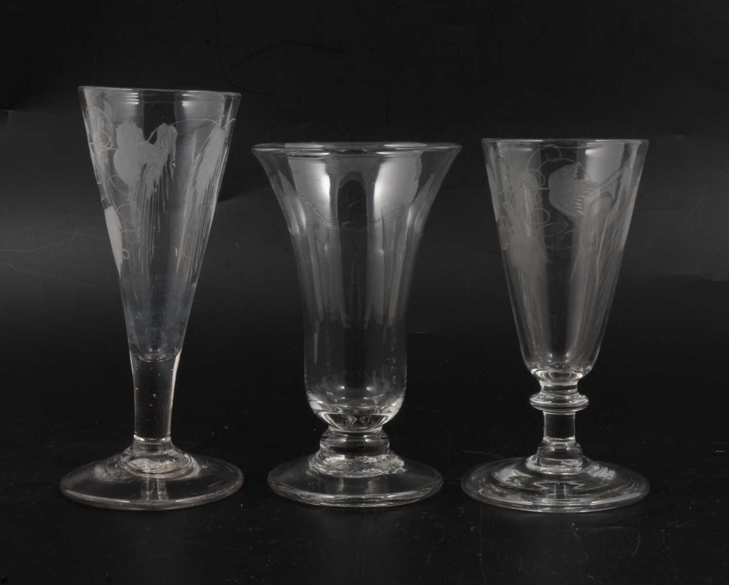 Lot 14 - Three ale flutes, c1800