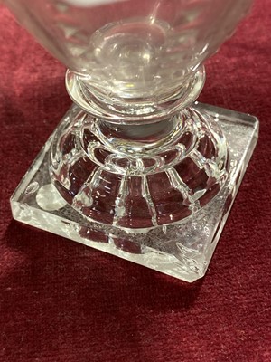 Lot 21 - Pair of Regency glass salts, vinegar bottle and patty pan