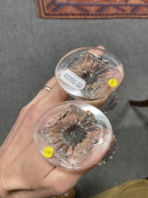 Lot 21 - Pair of Regency glass salts, vinegar bottle and patty pan