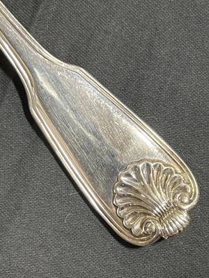 Lot 53 - Matched canteen of Fiddle Thread and Shell pattern cutlery, William Chawner, London 1829-30, and others