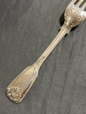 Lot 53 - Matched canteen of Fiddle Thread and Shell pattern cutlery, William Chawner, London 1829-30, and others