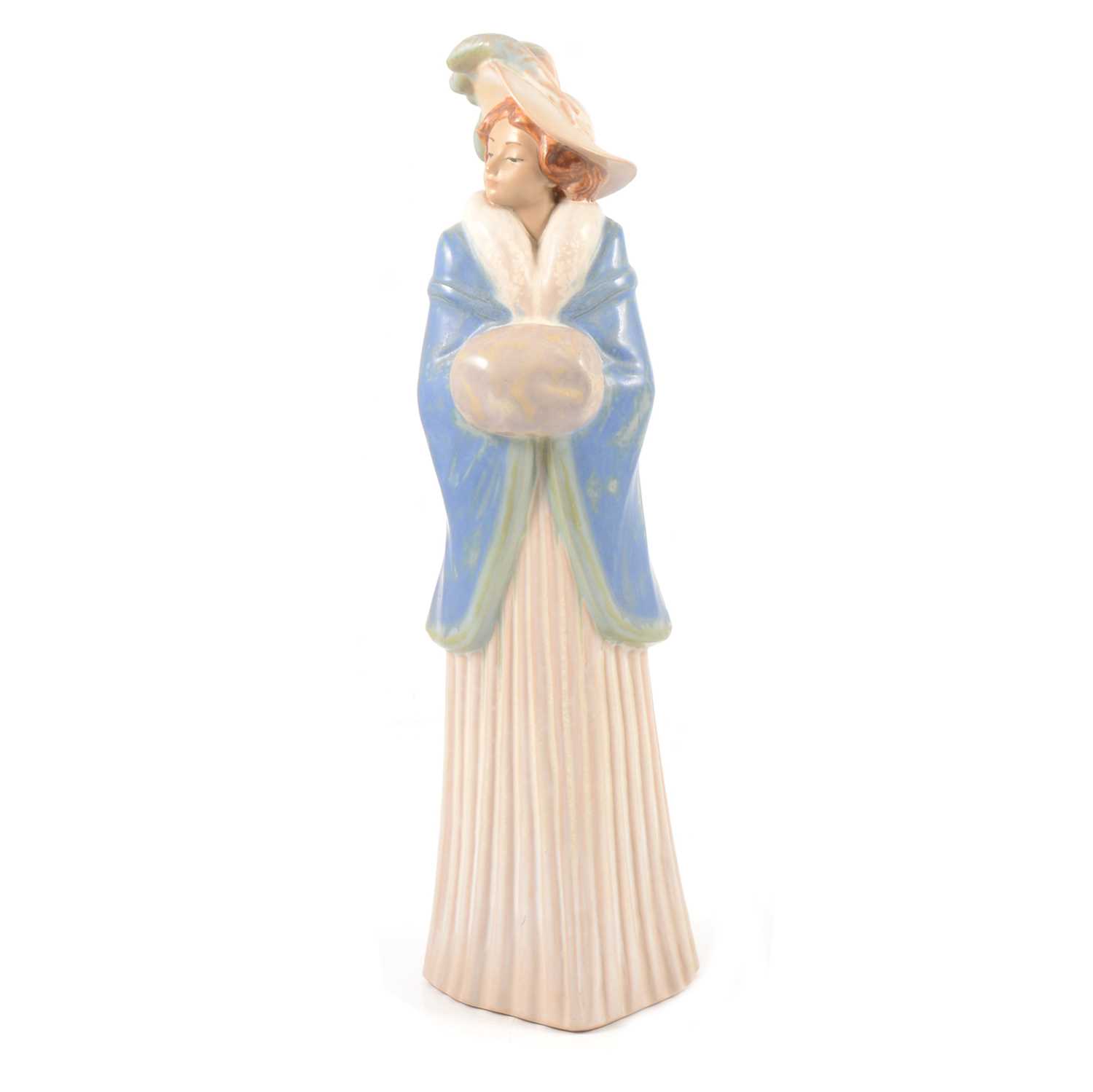 Lot 35 - Large Nao figure of a lady with a muff.