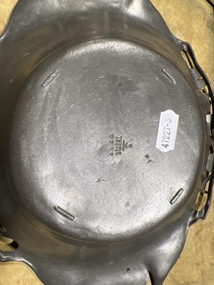 Lot 53 - Tudric pewter and enamel twin-handled dish, retailed by Liberty & Co.