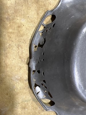 Lot 53 - Tudric pewter and enamel twin-handled dish, retailed by Liberty & Co.