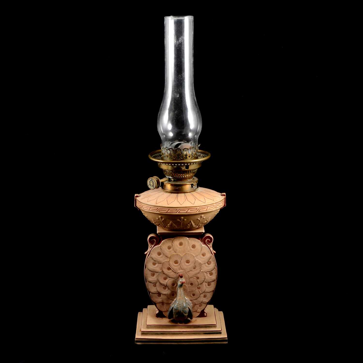 Lot 42 - A rare Wedgwood pottery oil lamp, Art Nouveau style