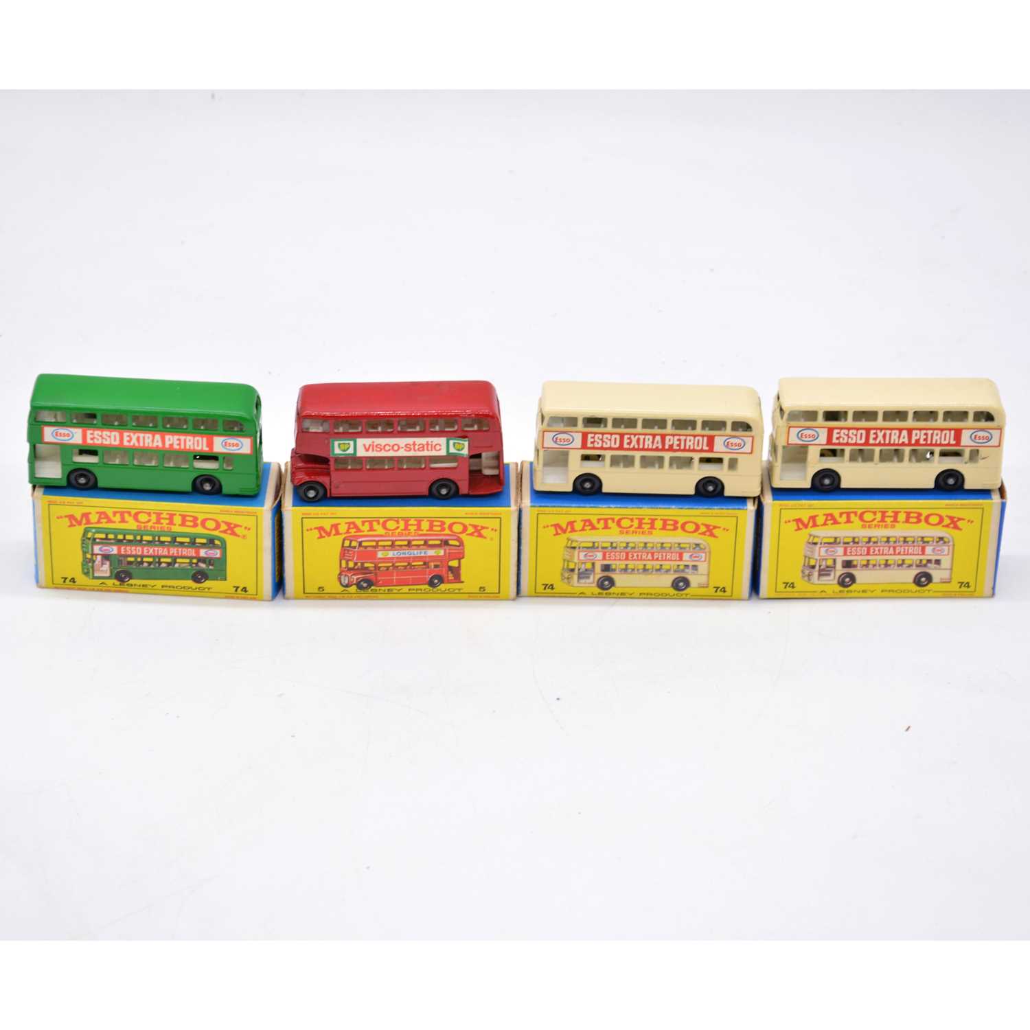 Lot 1136 - Matchbox Toys, four Double-decker buses, all boxed.