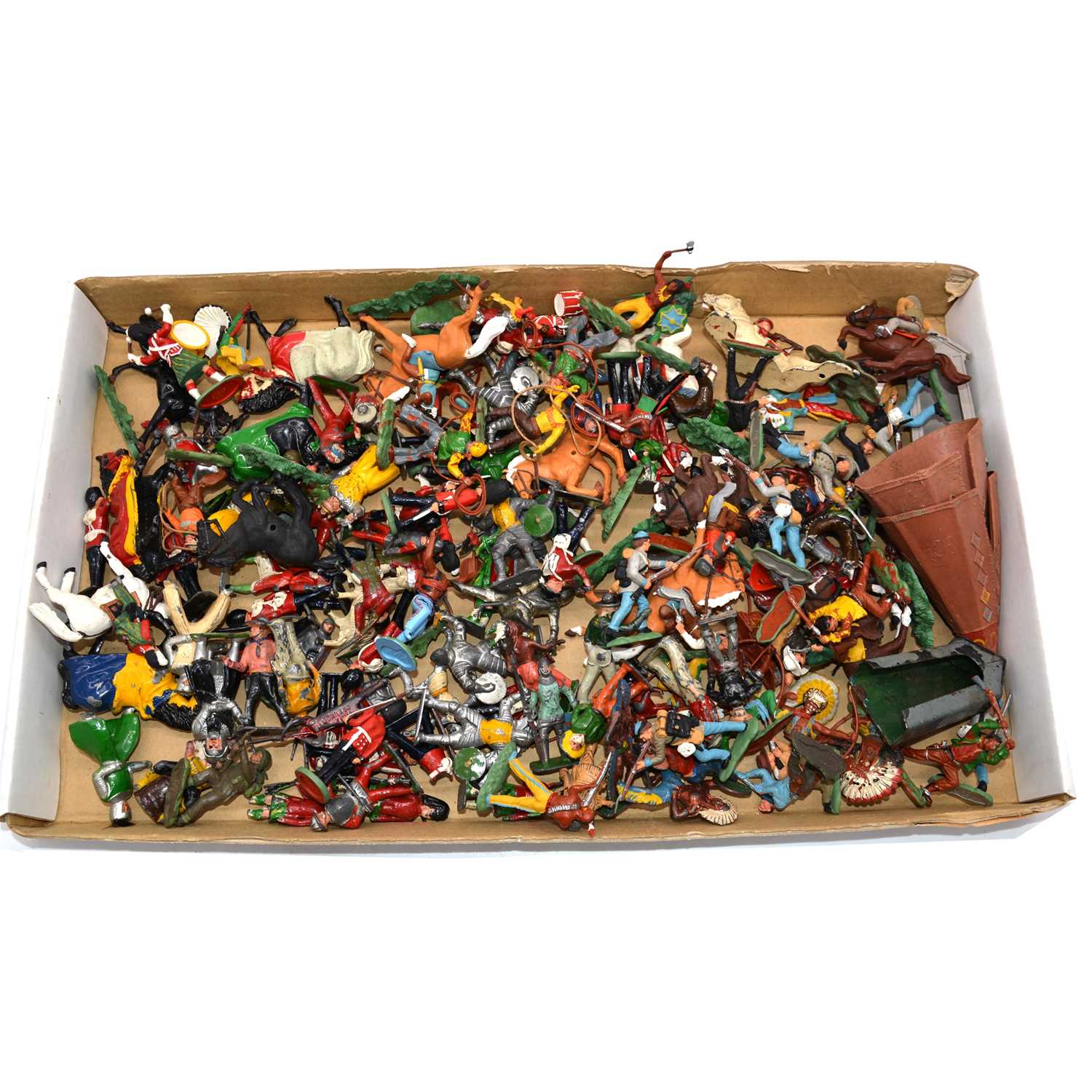 Lot 1037 - Lead painted and plastic figures, including Timpo, Heralds, Britains and others