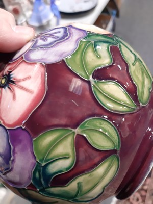 Lot 12 - Moorcroft Pottery - a Pansy pattern vase, designed by Rachel Bishop, 1994