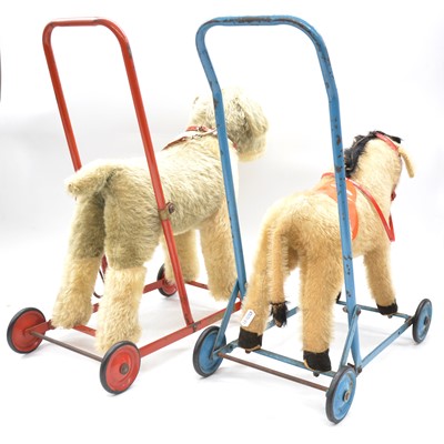 Lot 226 - Two vintage toy walkers, Merrythought dog and Chilton Donkey.