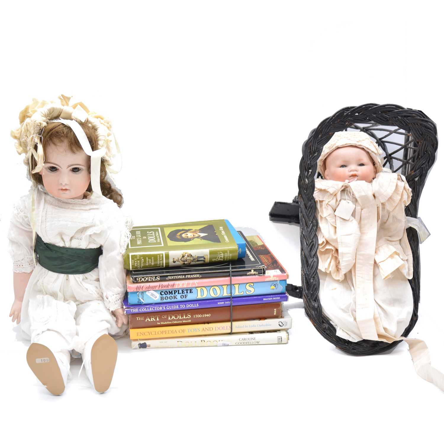 Lot 1010 - Armand Marseille bisque head baby doll, dolls books etc