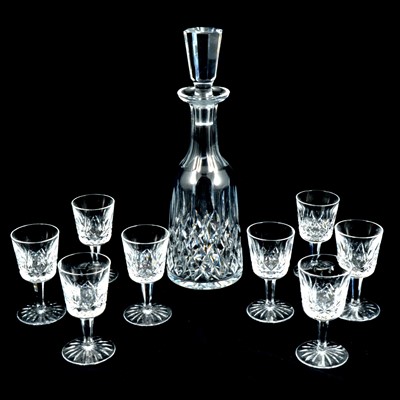 Lot 26 - Waterford Crystal decanter, Lismore cut glasses, and two pairs of brandy glasses