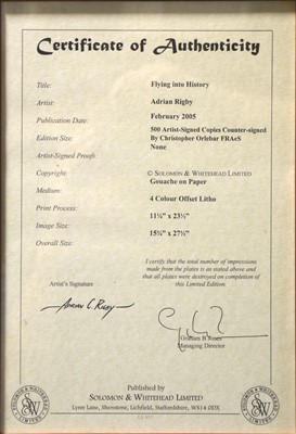 Lot 325 - Concorde interest; Adrian Rigby, Flying Into History, print