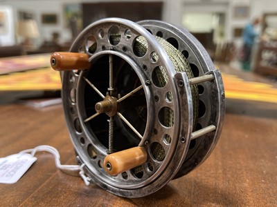 Lot 222 - Samuel Allcock & Co, a vintage double ventilated 'The Allcock Aerial' fly fishing centre pin reel