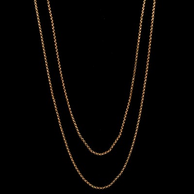 Lot 149 - A Victorian yellow metal guard chain.