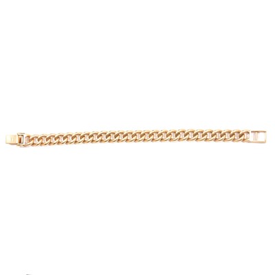 Lot 263 - A 9 carat yellow gold solid curb link bracelet.